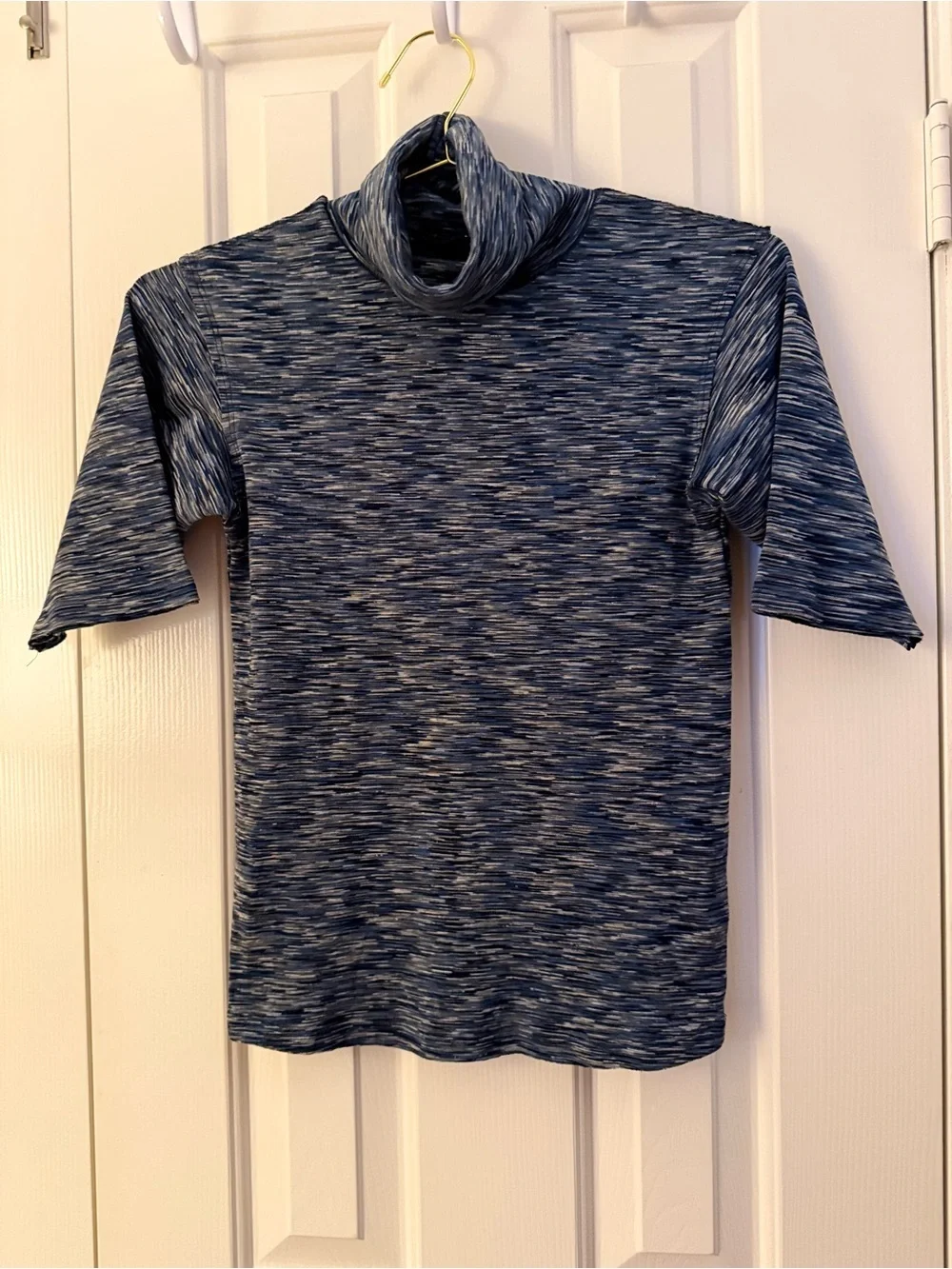 Free People Blue Space-Dye Turtleneck Short-Sleeve Knit S NWT
